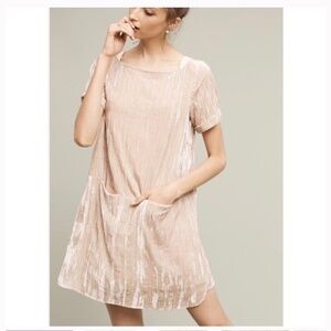 Anthropologie Floreat Crinkle Crushed Velvet Dress Sz M